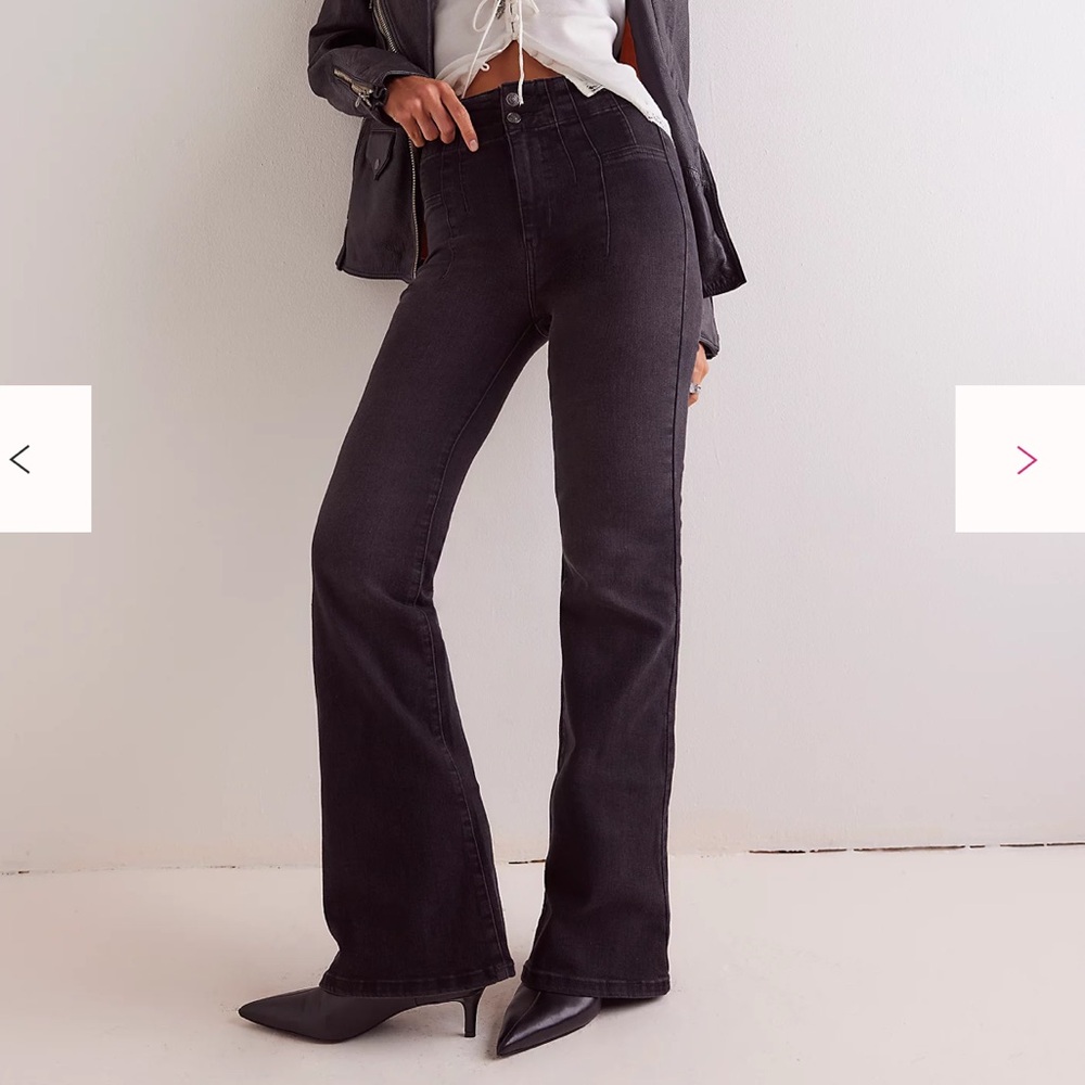 NWT Free People Black Jayde High-Rise Flare